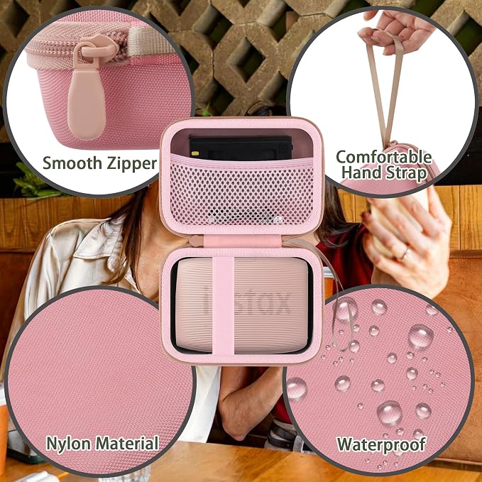 Hard Travel Case for Fujifilm Instax Mini Link+ & Link 3/2 Printer | Shockproof, With Handle, Hard Shell Exterior, Storage Compartment, Portable Carrying Box, Soft Pink Case - Image 4