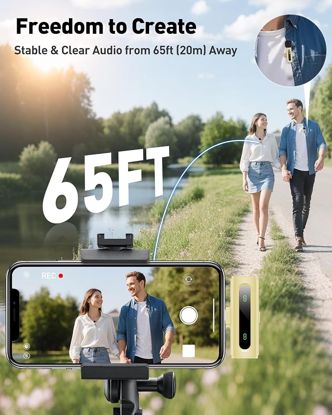 USB C Lavalier Microphone Wireless Mini Mic for Type-C Android Phone/Tablet/PC Video Recording Clip-on Mics with Rotatable Clip&Denoise Recording, Ideal for Vlog Tiktok Youtube Content Creator, Beige - Image 7