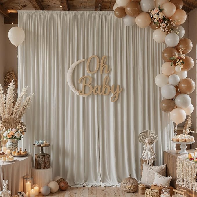 30ftx10ft Wrinkle Free Beige Backdrop Curtains for Parties, 6 Panels 5x10ft Silky Polyester Photo Backdrop Drapes Back Drop Cloth Drapery for Wedding Birthday Photography Background - Image 7