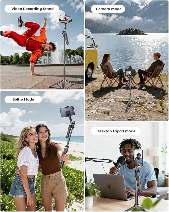 72" Phone Tripod, Tripod for iPhone with Wireless Remote Control, Portable Selfie Stick for iPhone, Live Streaming, Video Recording, Compatible with Cell Phones, Cameras - Image 7