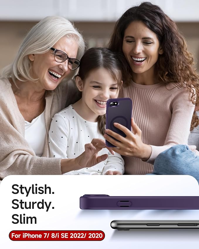 LeYi for iPhone SE-Case Purple: iPhone-8 Phone Cases with [Screen Protector X2+ Camera CoverX2] iPhone 7 Case Girls Kids for Magsafe Magnetic SE3 3rd Generation SE2 2nd iPhone8 iPhone7, Deep Purple - Image 6