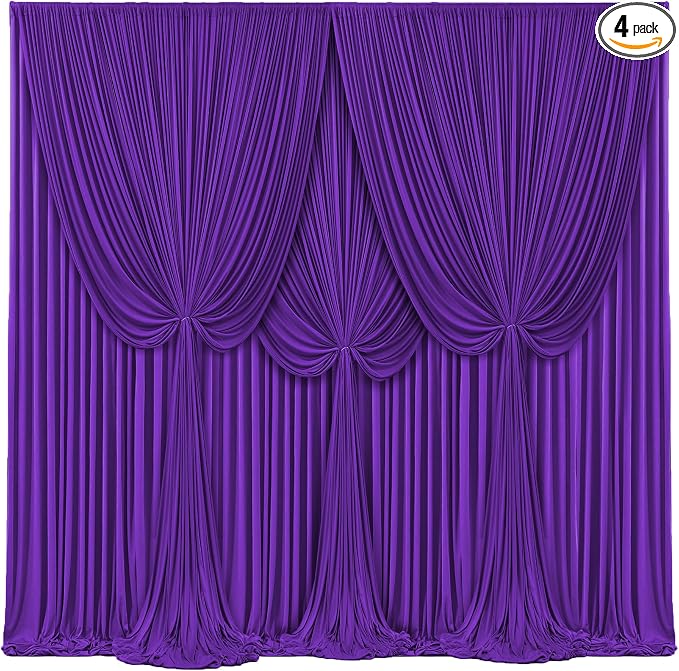 4 Panels Purple Backdrop Curtains for Wedding Party Wrinkle Free Backdrops Curtain Drapes Fabric Decorations Photo Back Drop Cloth for Baby Shower Photography Stage Reception 20ft(W) x 12ft(H) by Tao-GePartyDecorations