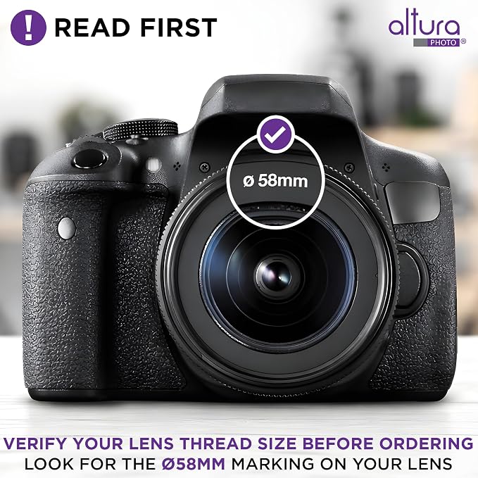 Altura Photo 58mm Camera Lens Hood for Canon Rebel T7, T6, EOS Accessories | Blocks Glare & Protects Your Lens from Bumps, Easy Snap-On Fit - Image 2