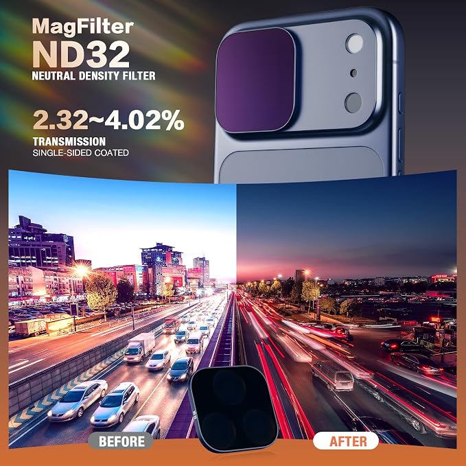 MagFilter Phone Camera Lens Filter Kit for iPhone 17 Pro, 2-in-1 ND32 (Neutral Density) Lens Filter, Cinematic Blue, Premium Optical Glass, iPhone Photogragy Essential - Image 2