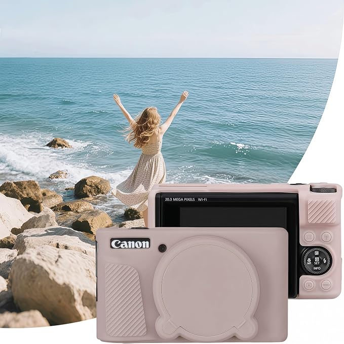 Camera Case for Canon PowerShot SX740/ SX730 Digital Camera, SX740 HS Case | Soft Silicone Protective Case Removable Lens Cover, Comes with 2 Screen Protectors and 1 Wrist Strap.(Tiffany Pink) - Image 6