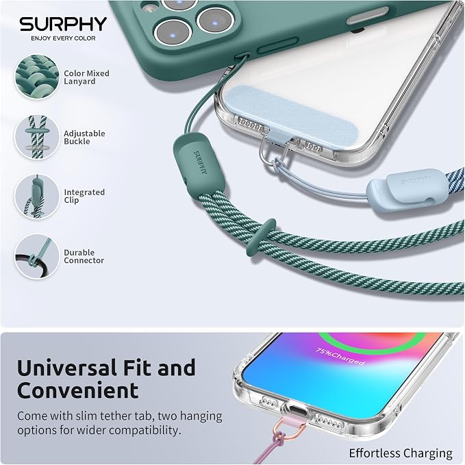SURPHY 3 Pack Phone Wrist Strap, Phone Lanyard with Cellphone Tether Tab | Phone Strap Charm, Camera Wrist Strap with 2-Color Braided, Phone Wristlet, Wrist Lanyard for Case - Image 2