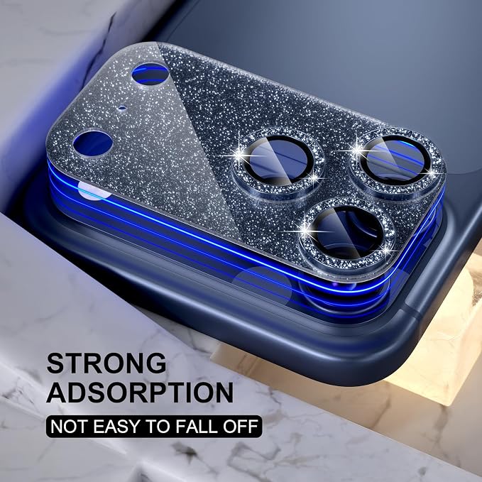Choiche for iPhone 17 Pro Max Camera Lens Protector, Glitter-Deep Blue | Bling Metal Camera Cover with 9H Tempered Glass Lens Screen Protector Accessories, Strong Adsorption, Case-Friendly, 6.9-inch - Image 5