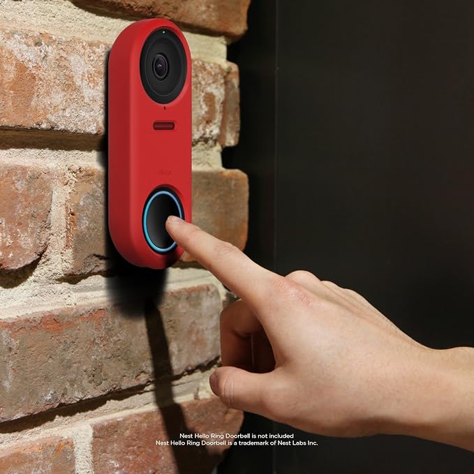 elago Silicone Case for Google Nest Hello Doorbell Cover (Wired) | Full Protection, Night Vision Compatible [US Patent Registered] [Red] - Image 8