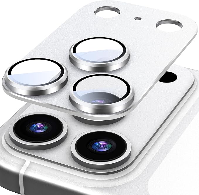 Suoman for iPhone 17 Pro Max Camera Lens Protector -Silver | [All-in-one Frosted] [Strong-Adhesion] Metal Frame Tempered Glass Camera Lens Cover by Suoman
