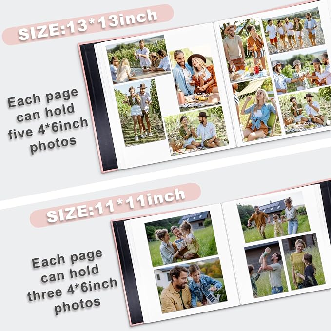 Large Photo Album Self Adhesive, DIY Scrapbook Album for 4x6 8x10 Pictures, 40 Pages Light Pink Linen Cover Memory Book, Ideal Gift for Family Travel Wedding Baby Christmas Anniversary - Image 5