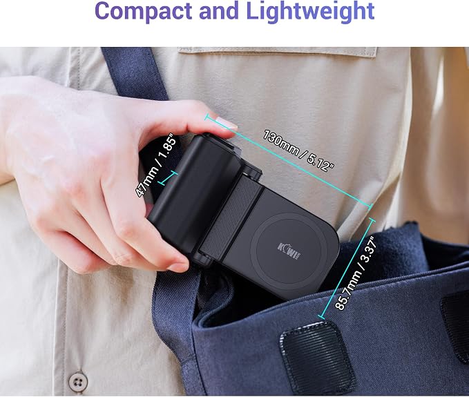 Phone Camera Grip with Remote for MagSafe iPhone 17 16 15 Pro Max | Magnetic snap-on grip, BT remote. 1/4" thread for tripod(NOT Included). for iPhone 17 Pro MagSafe travel Vlog Video Shooting - Image 7