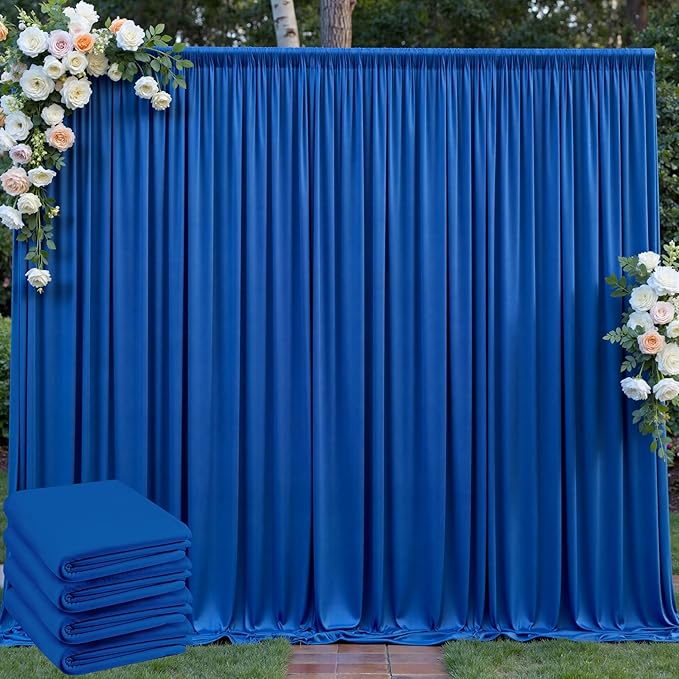 Outpain 20 ft x 8 ft Royal Blue Backdrop Curtain Panels, 4 Panels 5 ft x 8 ft Wrinkle Free Polyester Photography Backdrop Drapes, Wedding Party Home Decoration Supplies by Outpain