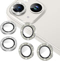 AGVEE 3+3 6 Pack for iPhone 14/14 Plus Camera Lens Protector Cover | Individual Bling Diamond & Bling Glitter Sparkle Cute Gem Metal Ring, 9H Tempered HD Glass by AGVEE