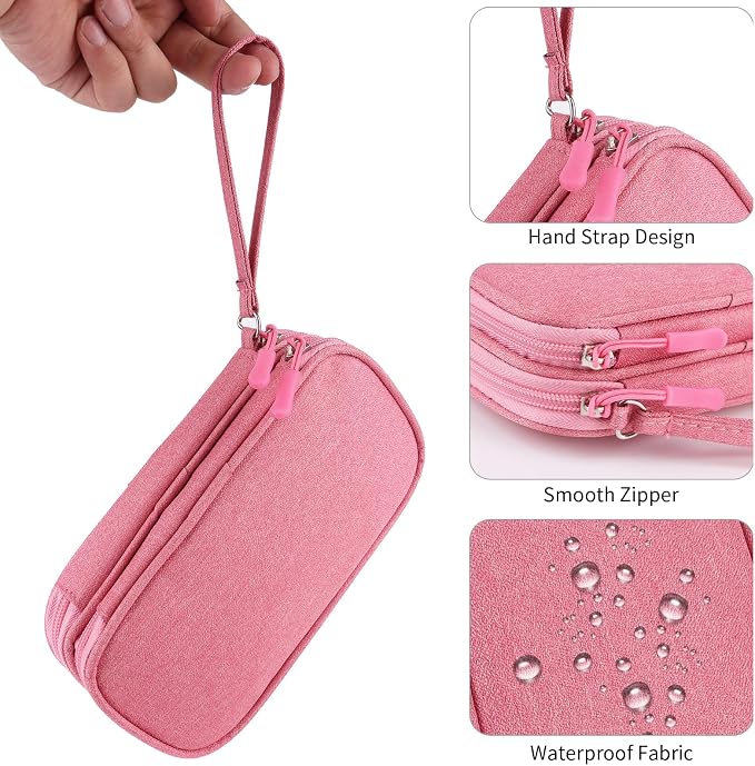 JIAKAI Travel Cable Organizer,Electronics Accessories Organizer Bag,for Charger, Phone, memory card,Travel Gadget Bag-Pink - Image 4