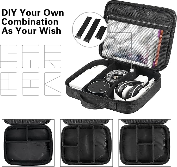 MATEIN Cable Organizer Bag, Large Travel Storage Bag, Sturdy Tool Case | with Handle, Carrying Case for Phone, Cord, Electronics Accessories, Tablet (Up to 12.9inch), Powerbank, Hard Drive, Black - Image 6