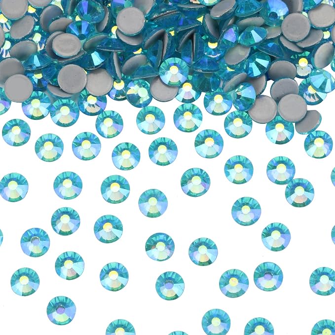 Jollin Hotfix Rhinestones Flatback Crystal Gems 8.4mm SS40, Aquamarine AB | 144pcs Hot Fix Crystals Glass Rhinestones for Bedazzling, Crafting, Clothes, Shoes & Accessories DIY Decoration - Image 2