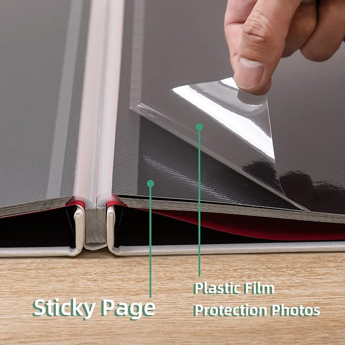 Large Photo Album Self Adhesive for 4x6 8x10 Magnetic Scrapbook Album DIY 60 Black Sticky Pages Linen Cover Photo Album(White) - Image 5