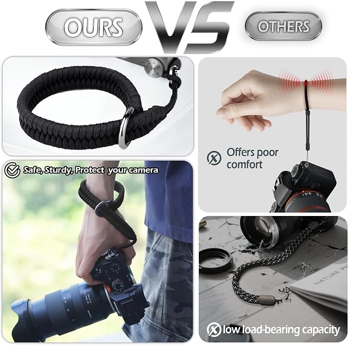 Camera Wrist Strap - DSLR Mirrorless Camera Quick Release Camera Hand Strap | with Safer Connector（Black） - Image 3