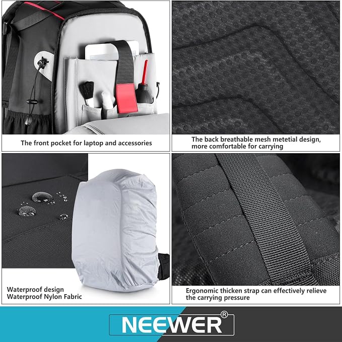 Neewer Pro Camera Case Waterproof Shockproof Adjustable Padded Camera Backpack Bag with Anti-theft Combination Lock for DSLR,DJI Phantom 1 2 3 Professional Drone Tripods Flash Lens and Other Accessory - Image 7