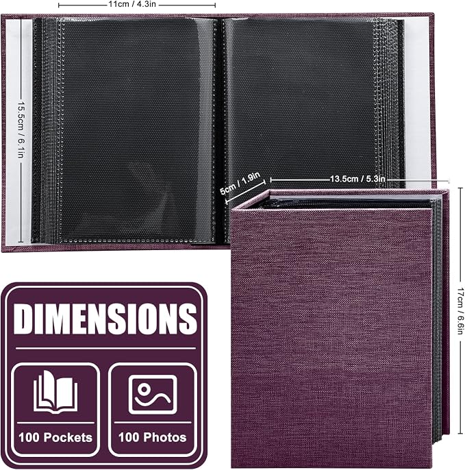 Photo Album 4x6 100 Pockets for Wedding Gifts,Linen Hardcover Picture Albums for Family Anniversary Baby Vacation Pictures - Image 3