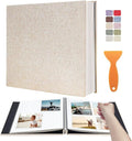 Large Photo Album Self Adhesive Scrapbook Album for 4×6 5×7 8×10 Pictures DIY Magnetic Linen Cover Album 60 Pages for Family Wedding Gifts with Metal Pen and Plastic Board by HenPisen