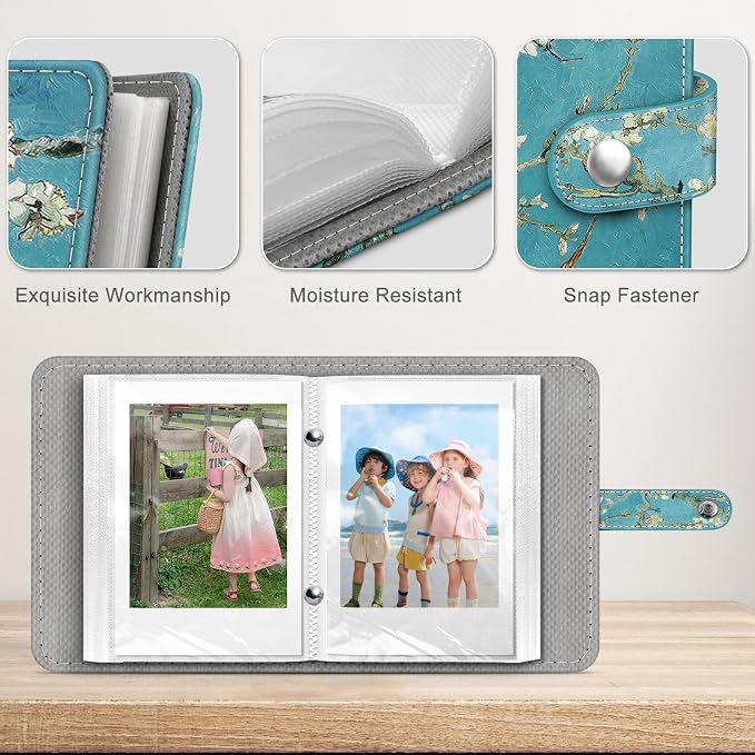 Fintie Mini Photos Album Book for 2x3 Inch Films - 52 Pockets Small Albums | For Fujifilm Instax Mini, Polaroid Hi-Print Pictures, Portable Kpop Photocard Holder, Travel Memory Book, Blossom - Image 4