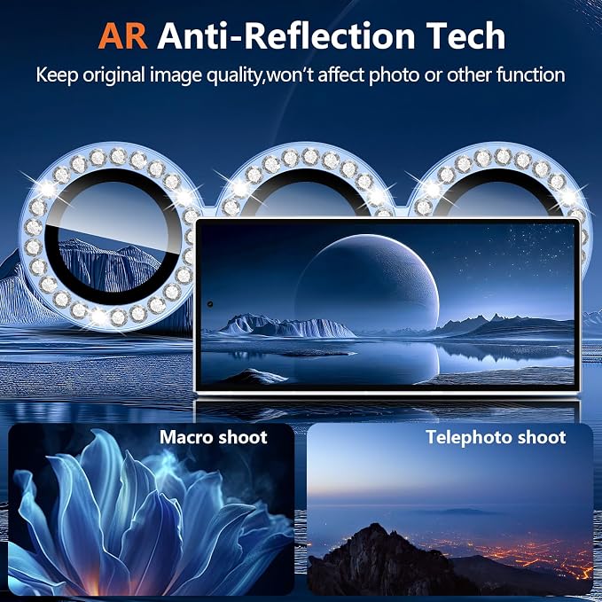 for Samsung Galaxy Z Fold 8 Ultra Camera Lens Protector, Individual Metal Ring Tempered Glass Lens Cover, [Strong Adsorption] Scratch Resistant Ultra-Thin HD Clear Lens Cover, 1 Set-Blue Diamond - Image 4