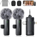 3 in 1 Wireless Mini Microphone for iPhone Android Phone Camera: Lavalier Lapel Mic for Video Recording - Noise Cancelling Clip on Shirt Microphones for Tiktok YouTube Podcast Vlogging by PGDLOF