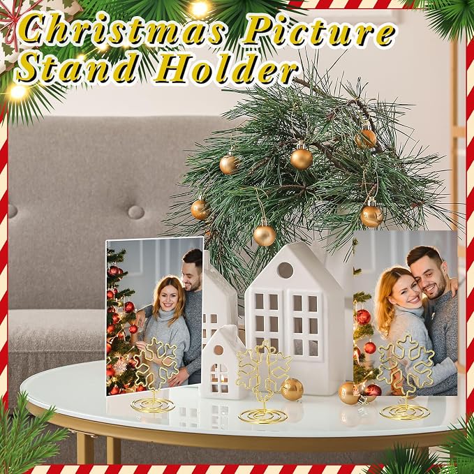AmazingSpark 36 Pcs 2026 Graduation Gold Photo Holders for Table Centerpieces Metal Photo Holder Gold Picture Display Stands Menu Memo Clips for Graduation Party Table Decoration Supplies(Snowflake) - Image 5