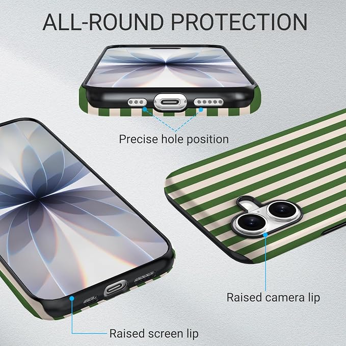 TPU Phone Case for iPhone 16, MagSafe Wireless Charging Compatible, Shockproof Slim Fit Protective Cover with Anti-Yellowing & Raised Camera Protection (Stripe 2, iPhone 16) - Image 5
