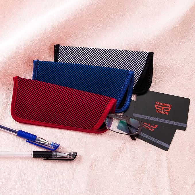 TRIUMPH VISION 3 Pack Reading Glasses Pouch Soft Case Eyeglass Sleeve Slim | Alternative to Bulky Case in bag, Lightweight Lined Padded Protect Optical lens Slip in, Cute Pattern Portable for Daily Use - Image 7