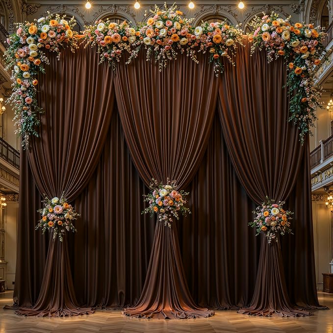 Dark Brown Backdrop Curtains-Wrinkle-Free Polyester Photography Drapes Party Curtain Background for Baby Shower Wedding Decorations- 24 X10FT - Image 5