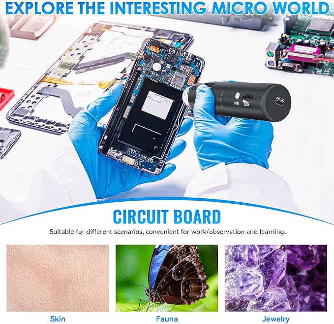 Wireless Digital Microscope, Skybasic 50X-1000X Magnification WiFi Portable Handheld Microscopes with Adjustable Stand HD USB Microscope Camera Compatible with iPhone Android iPad Windows Mac Computer - Image 7