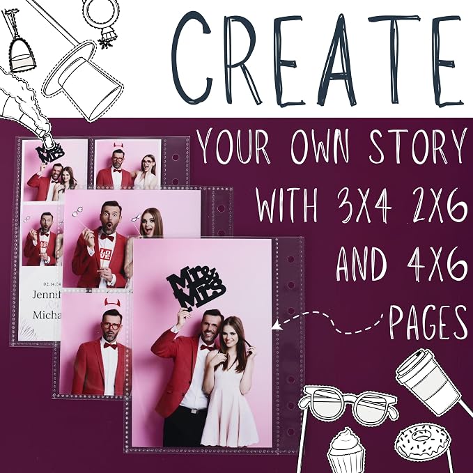 Photo Album For 2X6 Photo Booth Slip In Strips And 4X6 Pictures - 6 Ring Notebook Binder With 20 2 By 6 Sleeves - Fits 80 Photobooth Prints (PHOTO SLEEVES, 4X6) - Image 3