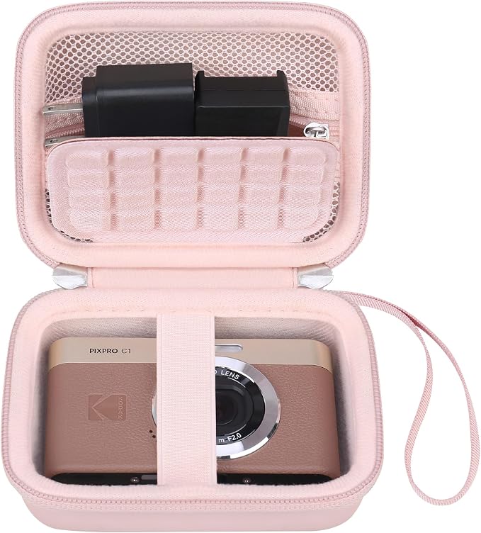 Canboc Carrying Case for KODAK PIXPRO C1 Friendly Zoom Digital Camera | For Canon PowerShot ELPH 360 HS A/ 360 HS/ 360/ IXY 650 Digital Camera, Mesh Pocket fit Cable, SD Card, Pink (Case Only) by Canboc