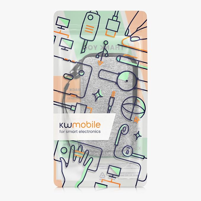 kwmobile Universal Phone Pouch Size XXL - 7" - Neoprene Smartphone Pouch with Zip - Water-Repellent Mobile Phone Case - Sleeve in Light Grey/White - Image 7