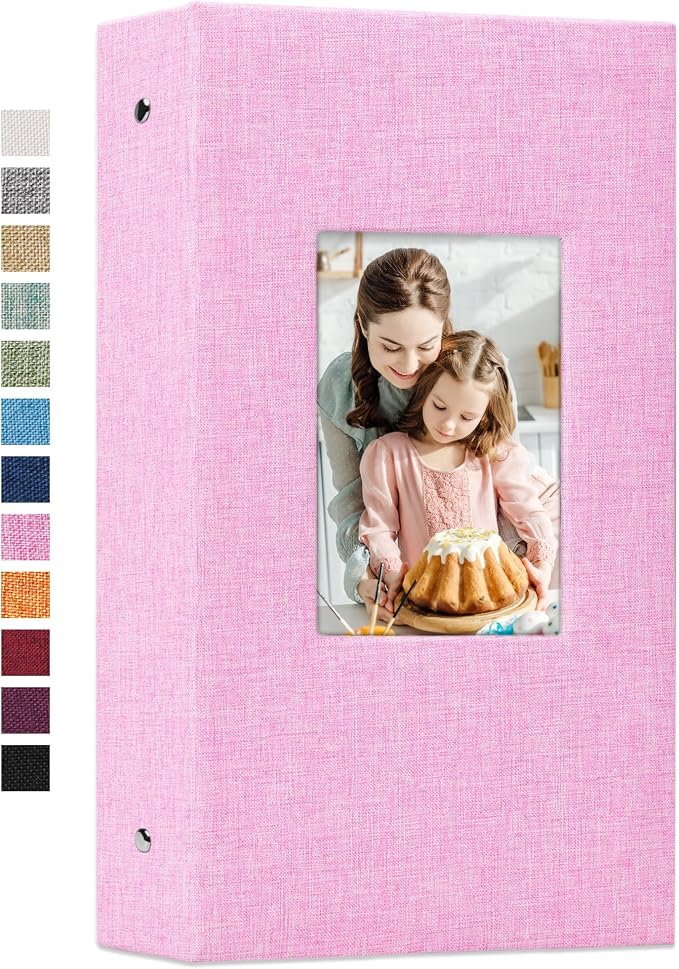 Vienrose 4x6 Photo Album,300 Pockets,Linen Cover with Window,Pink | Linen Hardcover, Slip In Photo Book, Family Memory Album, Travel Keepsake by Vienrose