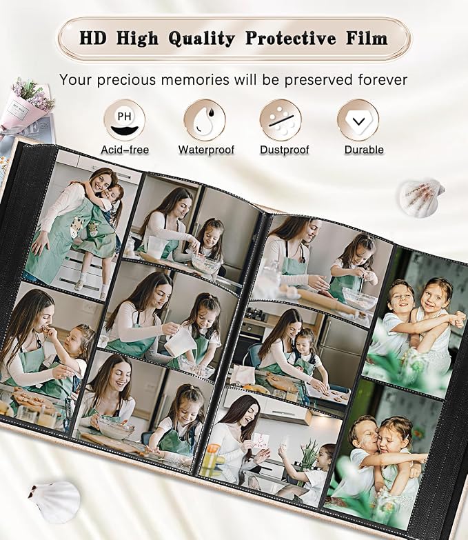 Ejblfe Photo Album 4x6,Linen Cover Slide-in Photo Album Book Can Holds 600 4x6 Photos with 60 Black Sheets for Family,Wedding,Baby and Holiday Pictures (Beige) - Image 4