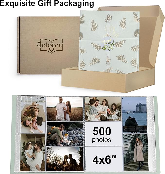 Holoary Photo Album 4x6 500 Photos 5 Pictures Per Page, 500 Pockets Picture Album, Linen Fabric Cover Big Picture Book for Photos, 4x6 Photo Albums for Family Weddings Travel Memories(Sage) - Image 9