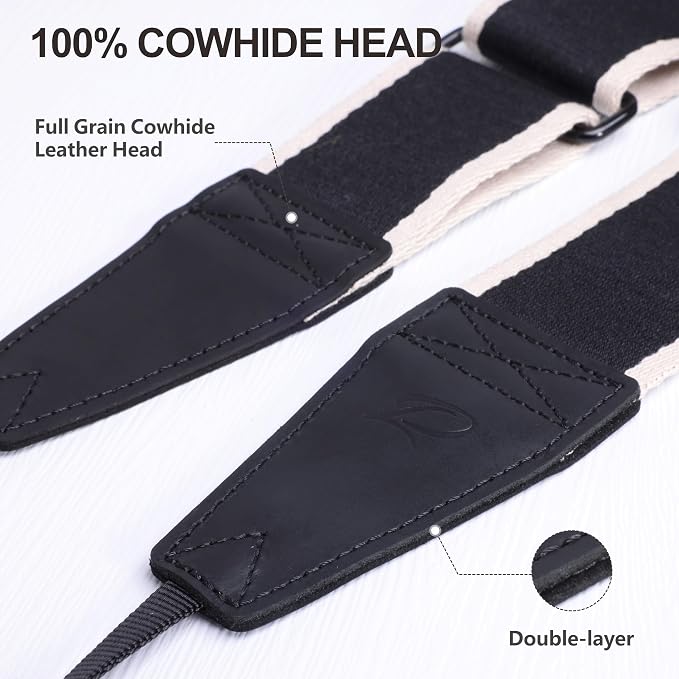 Padwa Lifestyle Adjustable Camera Strap - 2" Top Layer Cowhide Head Camera Straps for Photographers, Cotton Adjustable Neck Shoulder & Crossbody Strap Quick Release for All Cameras and Binoculars - Image 3