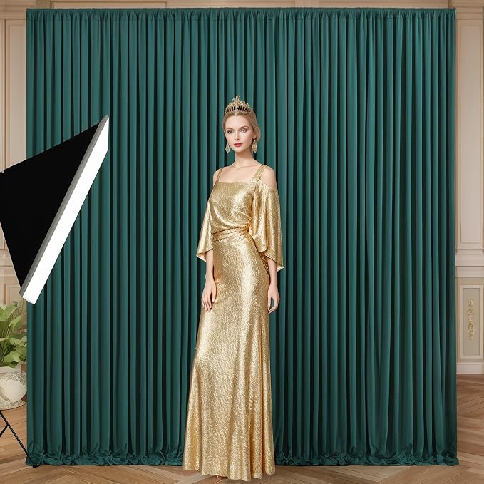 Hunter Green Backdrop Curtain for Parties Wrinkle Free Dark Green Photo Curtains Backdrop Drapes Fabric Decoration for Baby Shower Birthday Party Photography 5ft x 8ft,2 Panels - Image 9