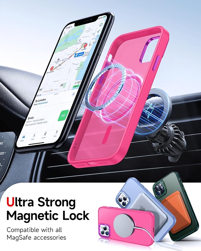 LeYi for iPhone-11-Pro-Max Cases Pink with Screen Protector X2 + Camera Cover X2[ MagSafe Compatible] Magnetic Military Grade Protective Slim Phone Case for iPhone 11promax i Phone 11pro max,Hot Pink - Image 3