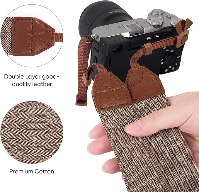 Camera Strap, Premuim Cotton Neck Shoulder Strap, Adjustable Neck Belt | Vintage Camera Strap with Quick Release Buckles, Adjustable Shoulder Straps for All DSLR SLR Most Digital Cameras - Image 3