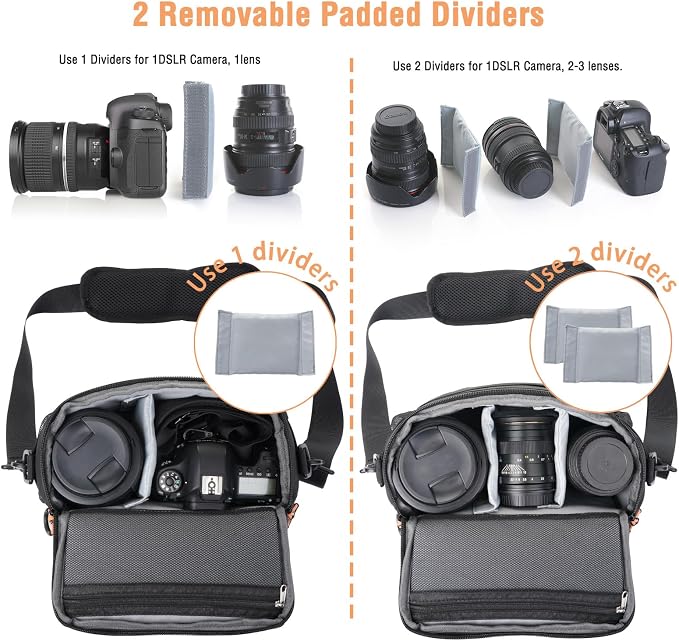 MOSISO Small Camera Bag for Photographers, Camera Shoulder Bags, Black | DSLR/SLR/Mirrorless Cameras,Waterproof Crossbody Padded Photography Bag with Rain Cover for Canon/Nikon/Sony - Image 2