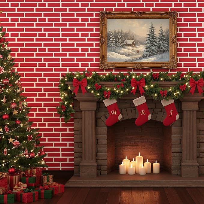 10 x 30 ft Red Brick Wall Backdrop Fabric Brick Photo Background | Large Polyester Brick Backdrop Cover for Photoshoot Home Fireplace Decoration, Newborn Birthday Party Decor - Image 5