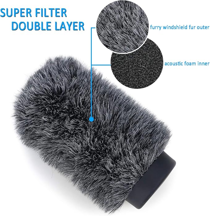 YOUSHARES Deadcat Windscreen for Rode NTG1, NTG2, Audio-Technica AT897 Shotgun Microphones, Wind Muff Up to 5.5" Long - Image 6