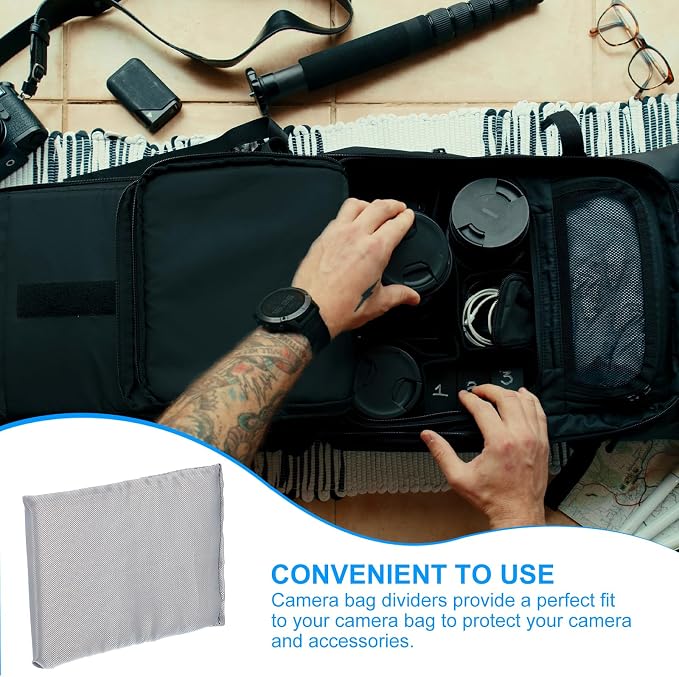 PATIKIL Camera Bag Divider, 5Pcs 5.71"x3.94"x0.39" Shockproof Camera Bag Inserts Separator Pad Protective Lens for Nikon Camera DSLR Protect Bag Organizer Universal Divider Cushion, Gray - Image 4