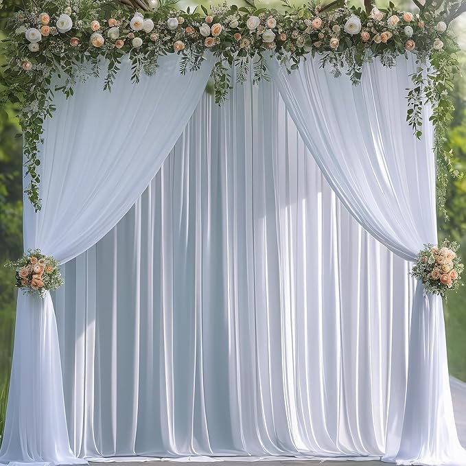 White Backdrop Curtain for Wedding Parties Backdrop Drapes 10x10FT | Wrinkle Free Polyester Curtain Backdrop White Draping Fabric for Backdrop Photoshoot Birthday Party Background,2 Panel 5x10FT - Image 5