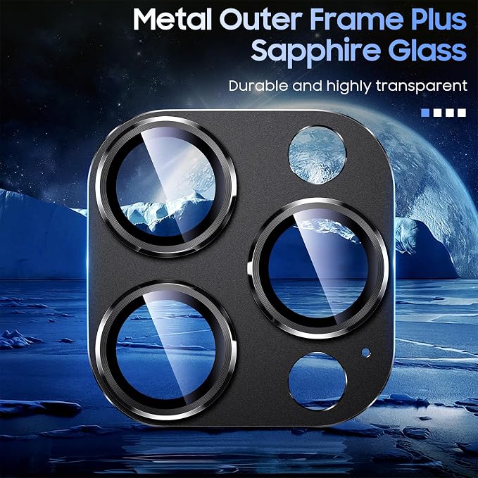 Uyiton for iPhone 16 Pro / iPhone 16 Pro Max Camera Lens Protector | Not Easy to Break, Strong Adsorption, Case-Friendly, Metal 9H Sapphire Glass Rear Camera Screen Cover, Graphite - Image 4