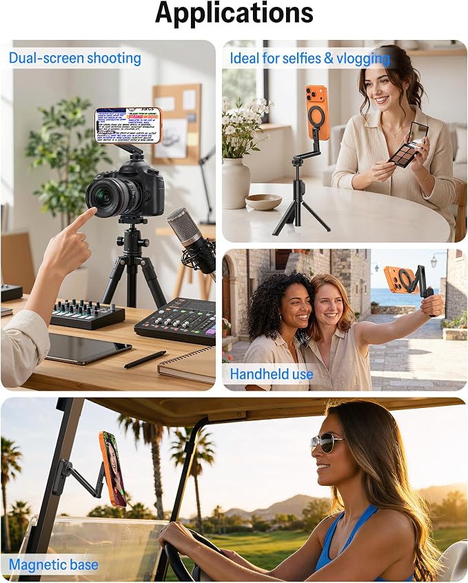 OMOTON Magnetic Phone Mount for Tripod Camera with Arca Base Cold Shoe 1/4" | Aluminum 360° Adjustable, Detachable Base with Magnet for Steel Surface for Gym Golf Cart Video Recording, for iPhone Android - Image 6